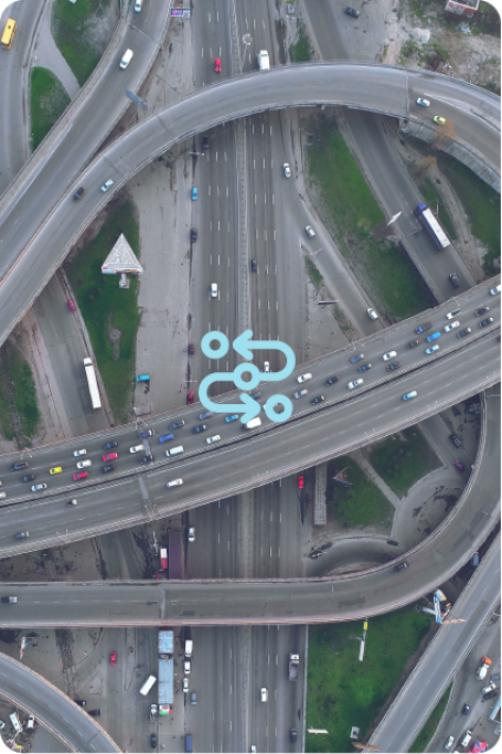 Sky view of a complex highway.