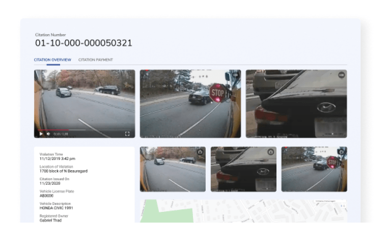 Screenshot of BusPatrol's AI Software: different angles of the camera views.