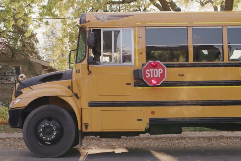 Side view of a school bus