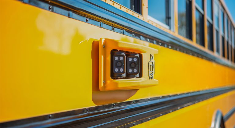 BusPatrol camera on the side of a school bus